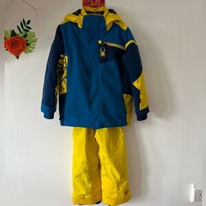 Spyder Kids Blue and Yellow Jacket & Pants Set